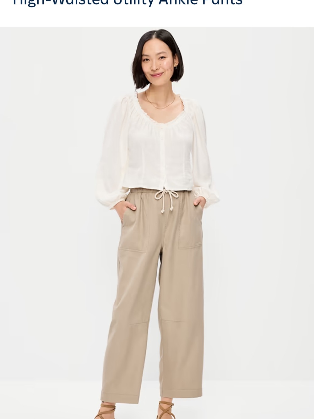 Old Navy High-Waisted Utility Ankle Pants - Beige